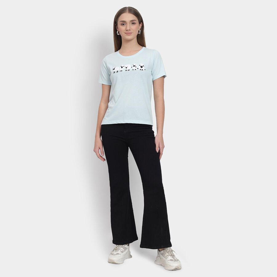 Ladies' Round Neck T-Shirt , नीला, large image number null