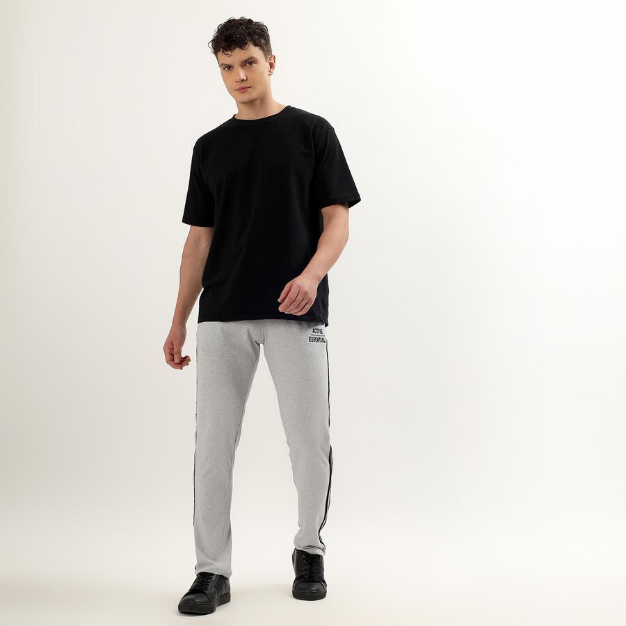 Men's Light Grey Regular Fit Side-Striped Track Pants, Light Grey, large image number null