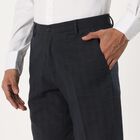 Men's Navy Blue Slim Fit Checkered Formal Trousers, Dark Grey, small image number null