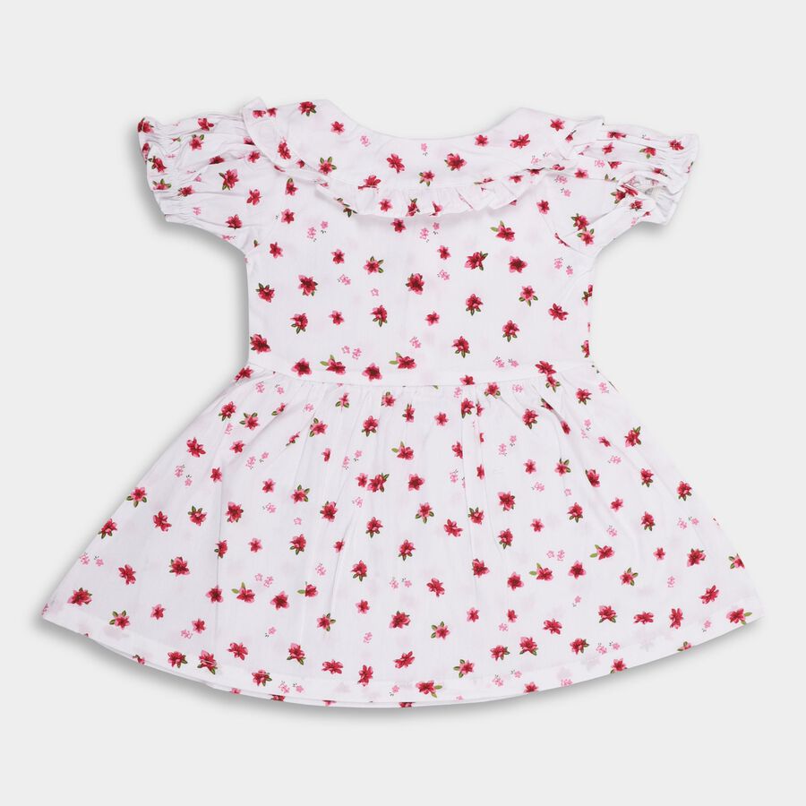 Infant Girls' 100% Cotton Frock, White, large image number null
