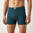 Men's Teal Regular Fit Solid Trunks, टील ब्लू, small