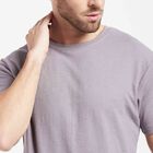 Solid Round Neck T-Shirt, Dark Grey, small image number null