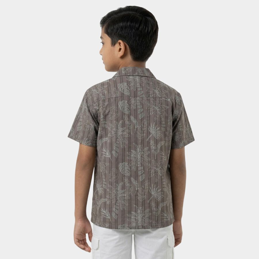 Boys Brown Cotton Classic Casual Shirt, Brown, large