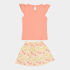 Infants Cotton Skirt Top Set, Peach, small image number null