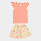 Infants Cotton Skirt Top Set, Peach, small image number null