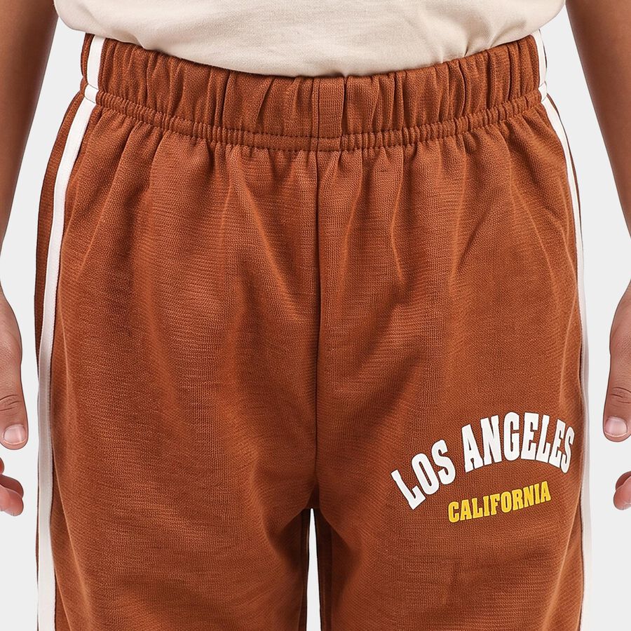Boys Brown Straight Fit Graphic Printed Pyjama, Brown, large