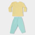 Infants' Yellow Cotton Round Neck Cartoon Printed Baba Suit, Yellow, small image number null