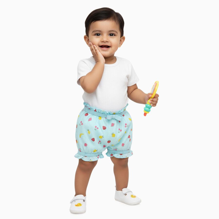 Infants Light Aqua Regular Fit Ruffled Bloomers, एक्वा, large image number null