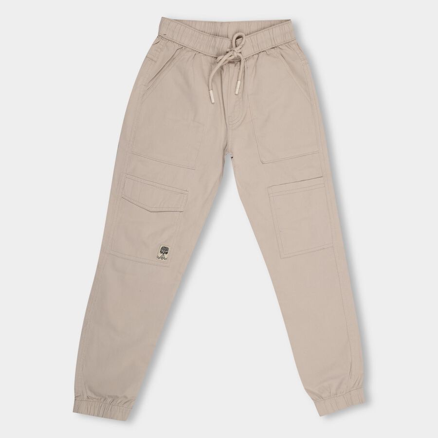 Boys' 100% Cotton Trousers , Beige, large image number null