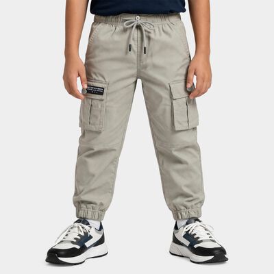 Boys' Light Green Cotton Regular Fit Trousers