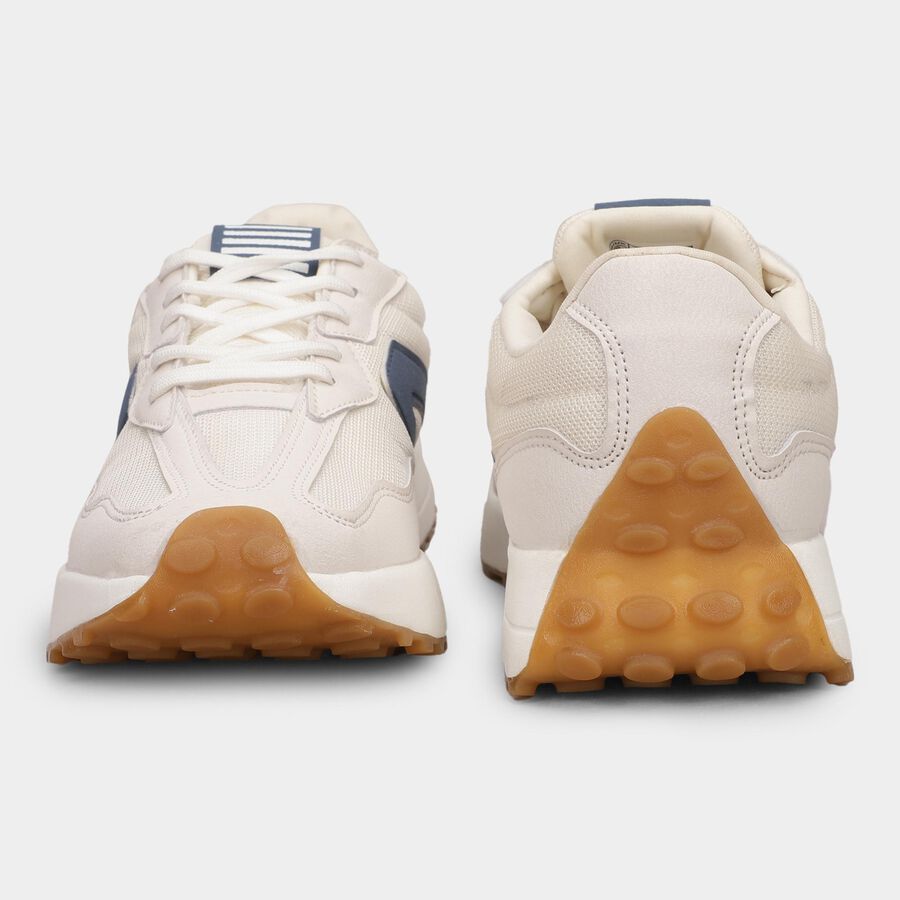 Men's White and Navy Blue Lace-Up Sports Shoes, Grey, large image number null