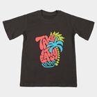 Boys Black Cotton Round Neck Regular Boys T-Shirt, Charcoal, small
