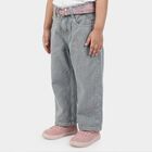 Girls' Grey Straight Fit Embroidered Jeans, Light Grey, small