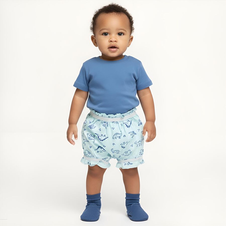 Infants Soft Eggshell White Regular Fit Cotton Bloomers, Aqua, large image number null