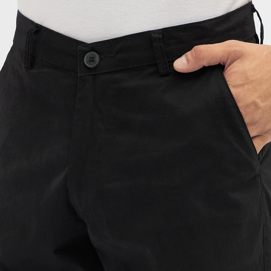 Men's Jet Black Slim Fit Cross Pocket Casual Trousers, Black, large image number null