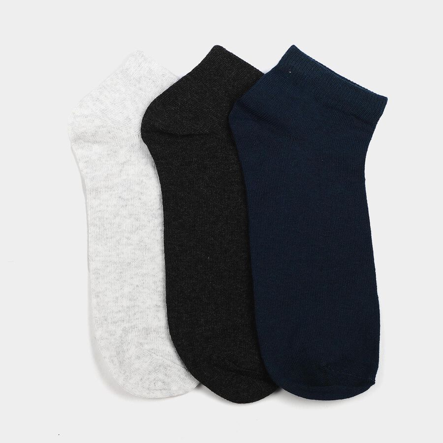 Men's Ankle Length Pack of 3 Socks ( Grey, Black, White ), Teal Blue, large