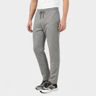 Men's Grey Straight Fit Solid Track Pants, Melange Light Grey, small