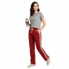 Women's Maroon Straight Fit Side-Striped Track Pants, Maroon, small
