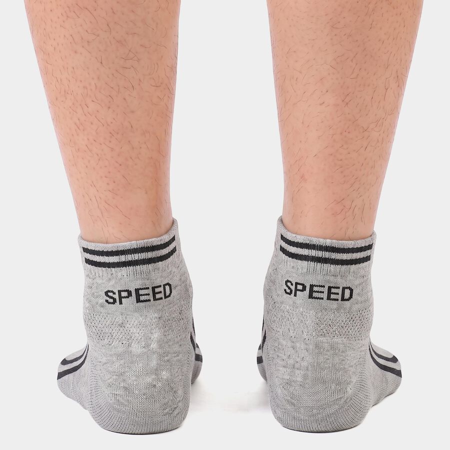 Men's Ankle Length Pack of 3 Socks ( Grey, Charcoal, Navy ), नेवी ब्लू, large