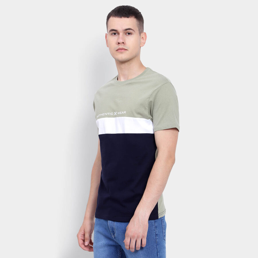 Cotton Round Neck T-Shirt, Light Green, large image number null