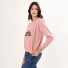 Women's Soft Dusty Pink Crew Neck Graphic Sweatshirt, गुलाबी, small image number null
