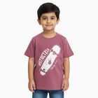 Boys Dusty Rose Pink Round Neck Casual T-Shirt, Pink, small image number null