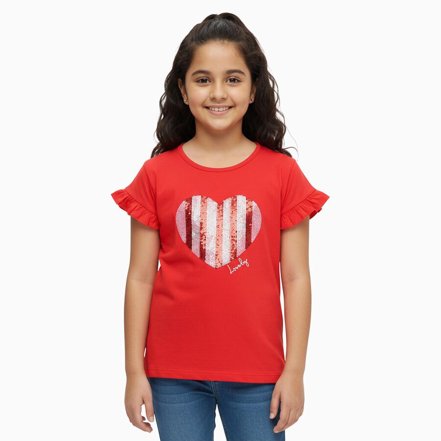 Girls' T-Shirt, Red, large image number null
