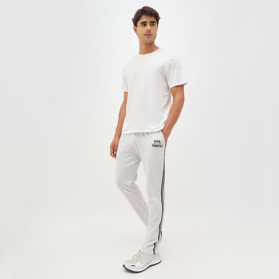 Men's Light Ash Grey Regular Fit Side-Striped Track Pants, हल्का ग्रे, large image number null