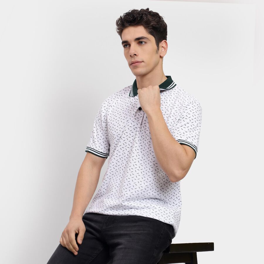 Men's 100% Cotton Collared Half Sleeves T-Shirt , हल्का हरा, large
