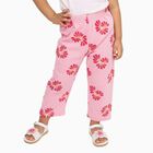 Girls' Soft Pink Floral Printed Cotton Blend Pyjama, हल्का गुलाबी, small image number null