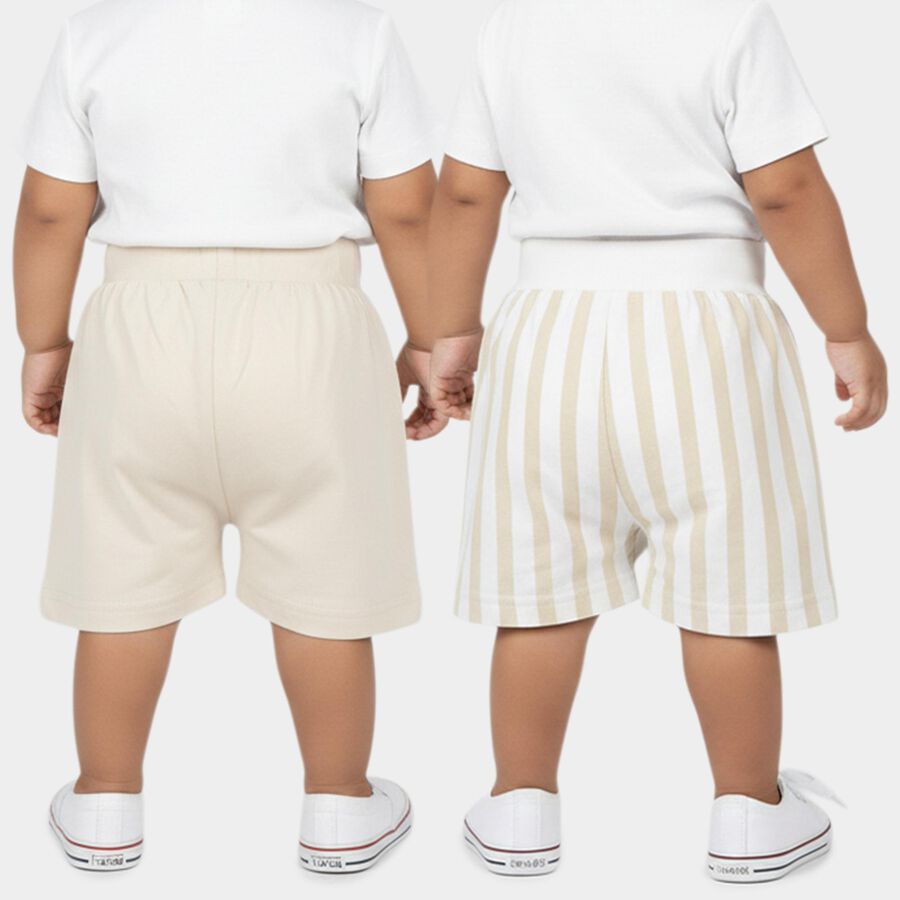 Infants Beige Cotton Half Pant, Beige, large