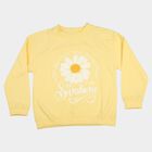 Girls Yellow Round Neck Pullover Sweatshirt, Yellow, small