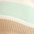 Women's Muted Pastel Green and Beige Color-Blocked Beanie Cap, हल्का हरा, small image number null
