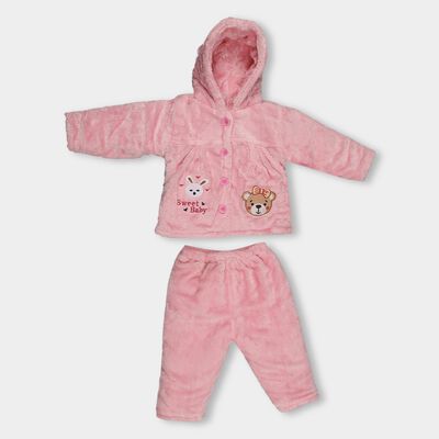 Infants Soft Baby Pink Hooded Casual Style Jump Suit