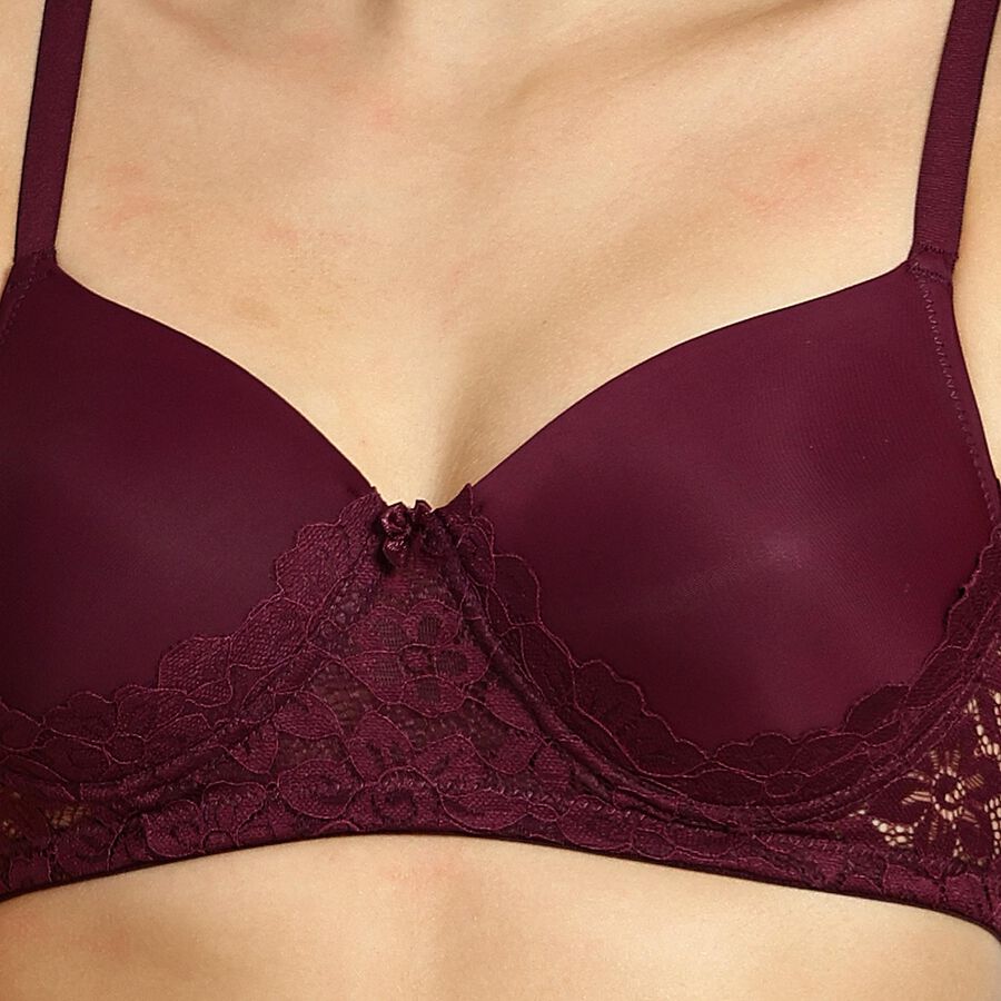 Ladies' Padded Bra, Wine, large image number null