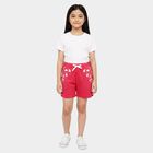 Girls' Fuchsia Regular Fit Solid Shorts, रानी (फ्यूशिया), small