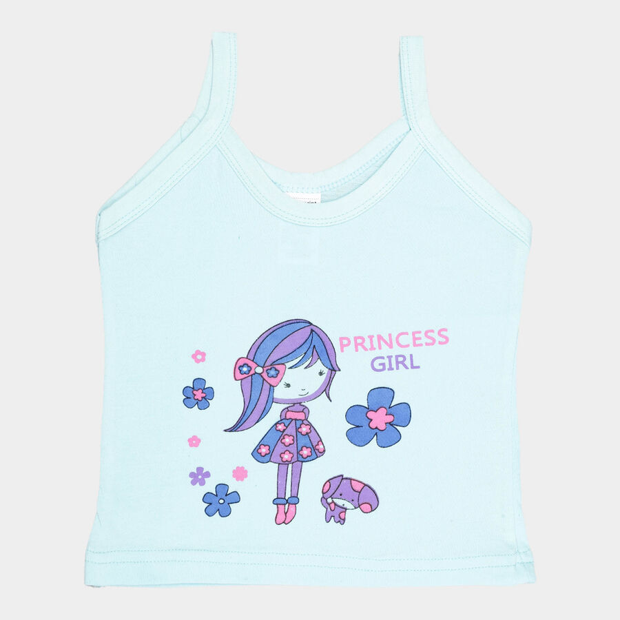 Girls Cotton Solid Vest, Aqua, large image number null