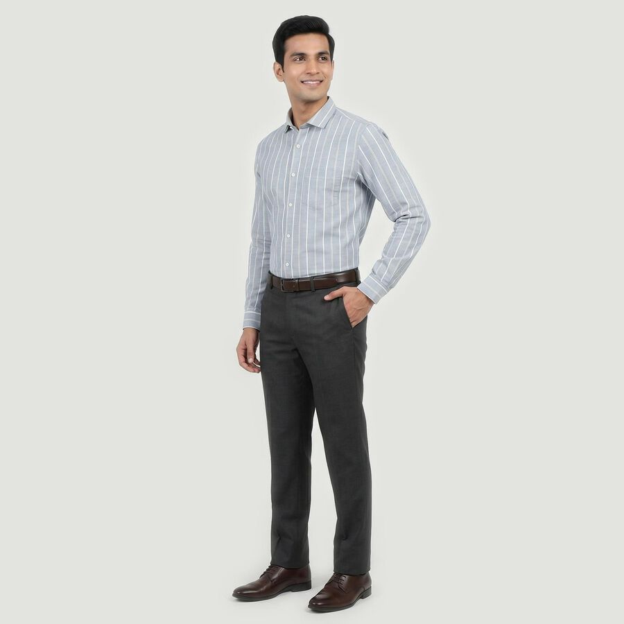 Men Blue Classic Formal Shirt, Mid Blue, large