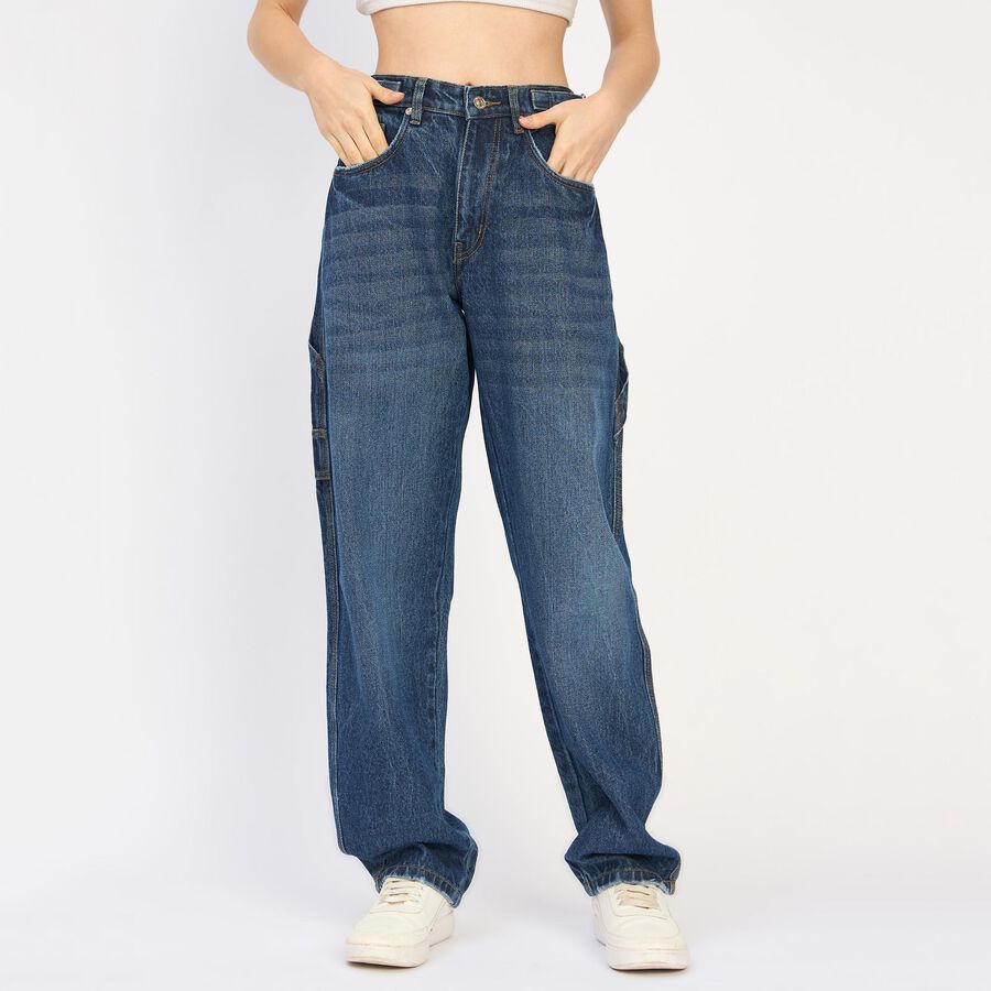 Ladies' 100% Cotton Jeans , Dark Blue, large image number null