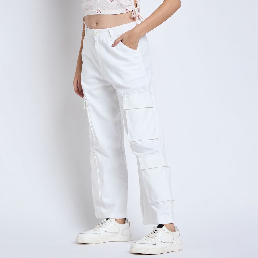 Ladies' 100% Cotton Trousers , White, large image number null