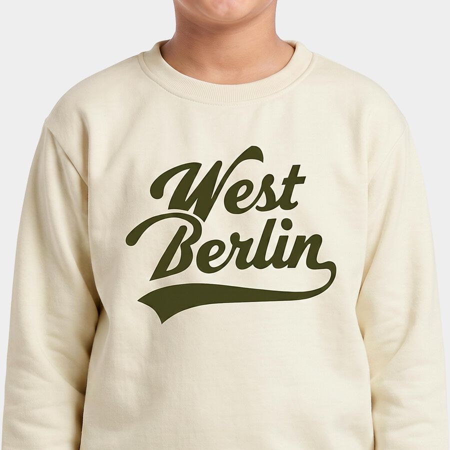 Boys' Off White Crew Neck Graphic Print Sweatshirt, Off White, large