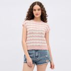 Women's Bright Pink Cotton Round Neck Sleeveless Top, गुलाबी, small