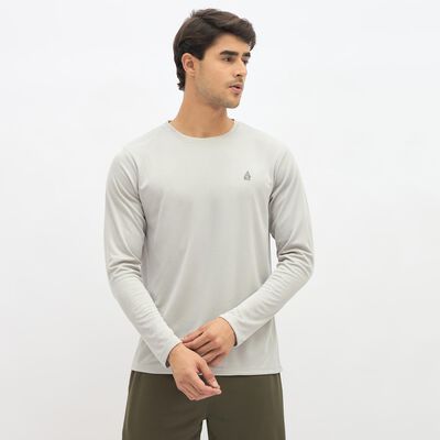 Men's Light Grey Round Neck Casual T-Shirt