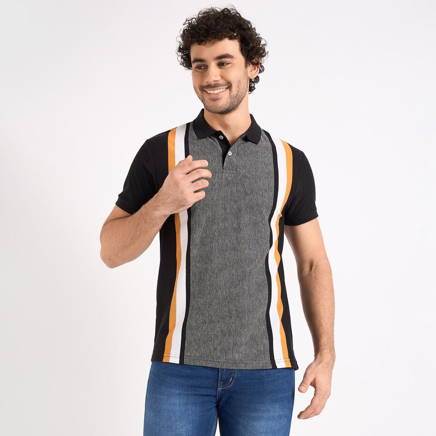 Men's Collared Half Sleeves T-Shirt , काला, large image number null