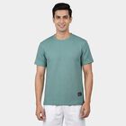Men's Teal Round Neck Athleisure T-Shirt, Aqua, small