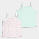 Girls' Bright Multicolor Cotton Spaghetti Neck Casual Vest, Light Green, small image number null