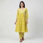 Women's Green Cotton Ethnic Set, Light Green, small