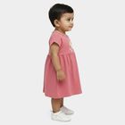 Infants' Pink Regular Fit Peter Pan Collar Cotton Frock, Light Pink, small