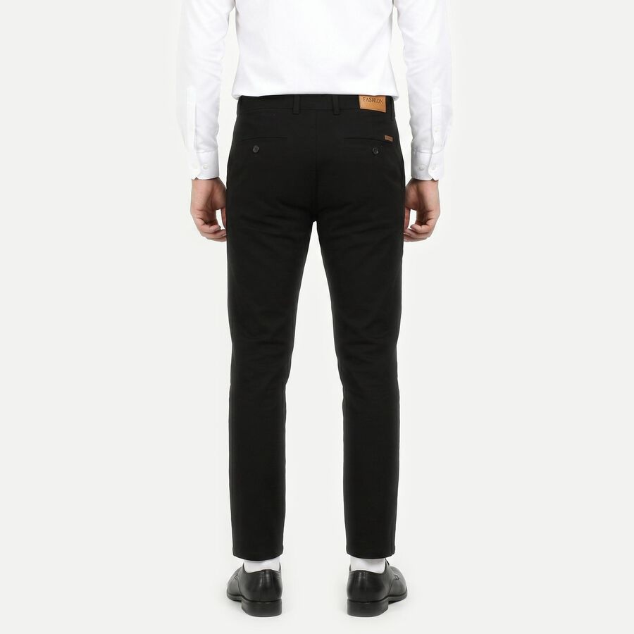 Men's Black Slim Fit Chino Trousers, काला, large