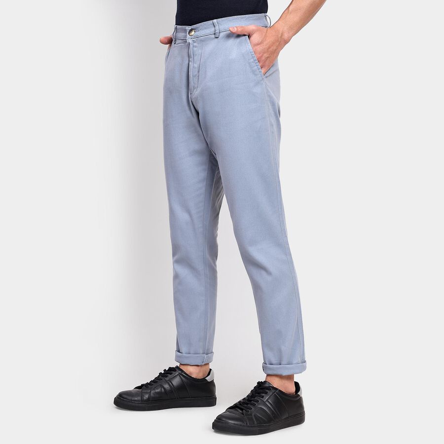 Men's Slim Fit Casual Trousers, हल्का नीला, large image number null